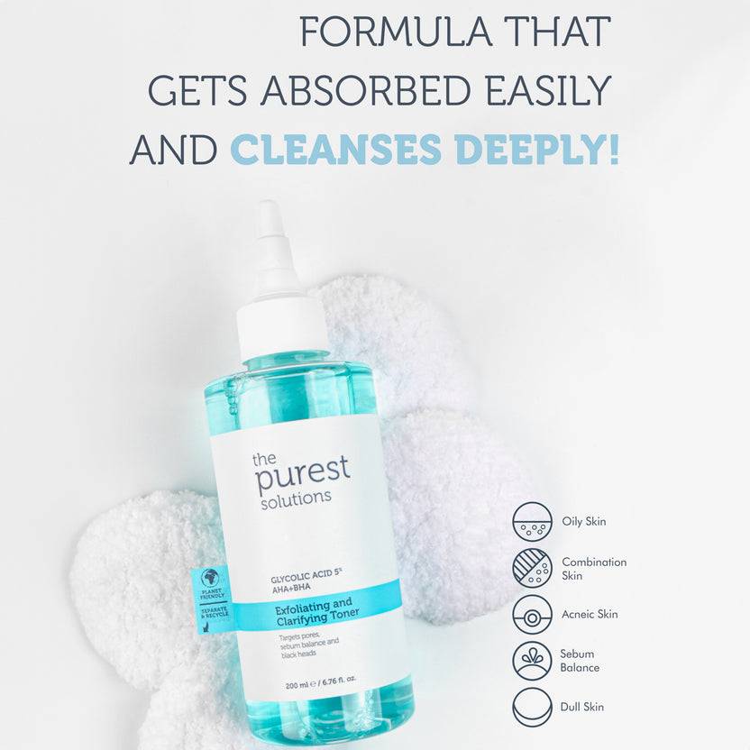 The Purest Solutions 5% Glycolic Acid + AHA & BHA Exfoliating and Clarifying Toner (200ml) Zeitbegrenzte Promotion