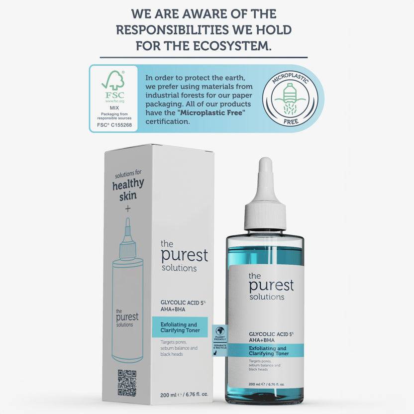 The Purest Solutions 5% Glycolic Acid + AHA & BHA Exfoliating and Clarifying Toner (200ml) Zeitbegrenzte Promotion