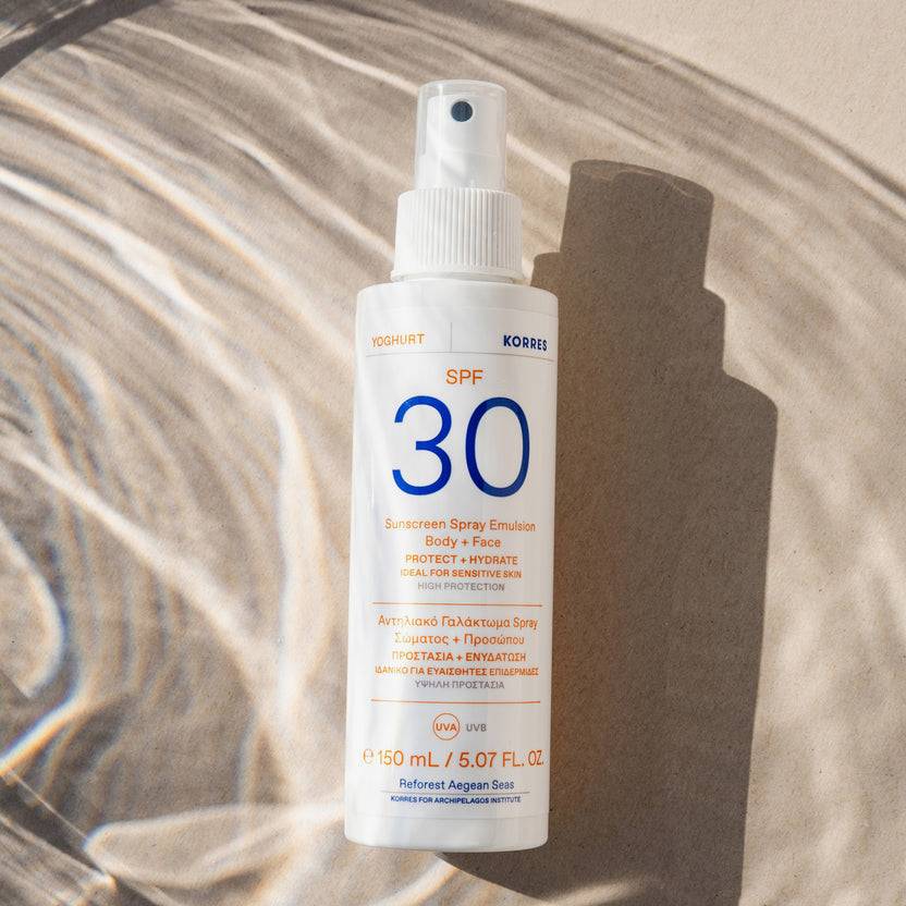 KORRES Yoghurt Sonnenschutz Sprüh-Emulsion für Gesicht & Körper SPF30 (150ml) Vierteljährliche Förderung
