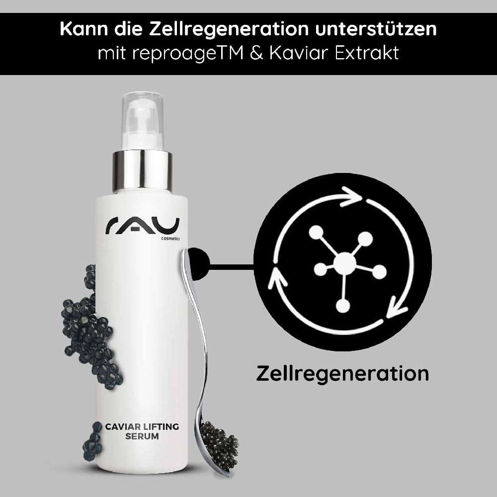 Rau Cosmetics Caviar Lifting Serum 100 ml mit Reproage & Kaviar-Extrakt Kostenlose Rückgabe