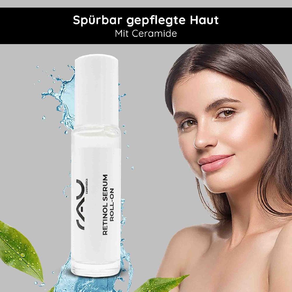 Rau Cosmetics Retinol Serum Roll-On 10 ml - Vitamin A Serum für trockene und reife Haut Letzte 2 Tage