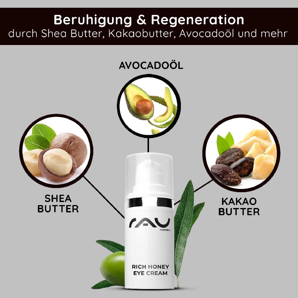 Rau Cosmetics Rich Honey Eye Cream 15 ml Reichhaltige Augencreme Letzter Tag