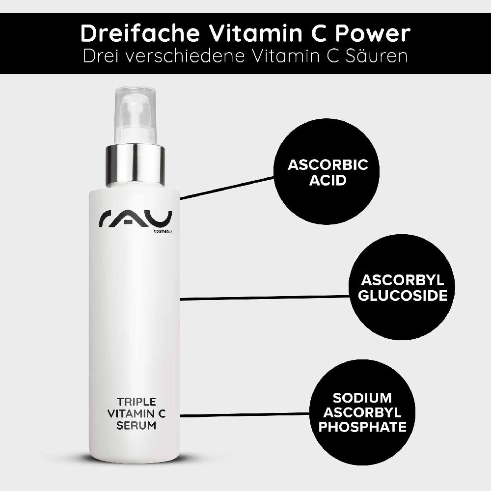 Rau Cosmetics Triple Vitamin C Serum 100 ml mit 11 % Vitamin C Säuren Bis zu 65% Rabatt