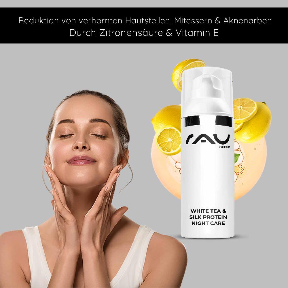 Rau Cosmetics White Tea & Silk Protein Night Care 50 ml Nachtcreme Heißer Verkauf