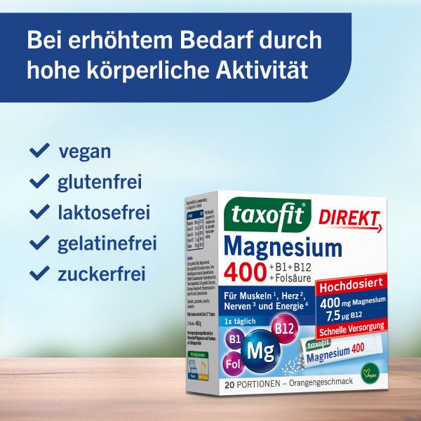 bodyguardapotheke TAXOFIT Magnesium 400+B1+B6+B12+Folsäure 800 Gran Online Outlet