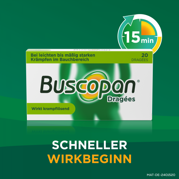 bodyguardapotheke BUSCOPAN Dragees mit Butylscopolamin bei leichten bis mäßig starken Bauchschmerzen und Bauchkrämpfen Neueste Stile