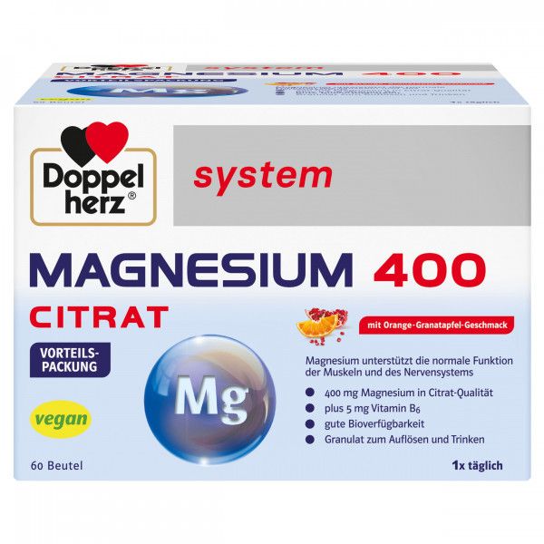 bodyguardapotheke DOPPELHERZ Magnesium 400 Citrat system Granulat Räumungsverkauf