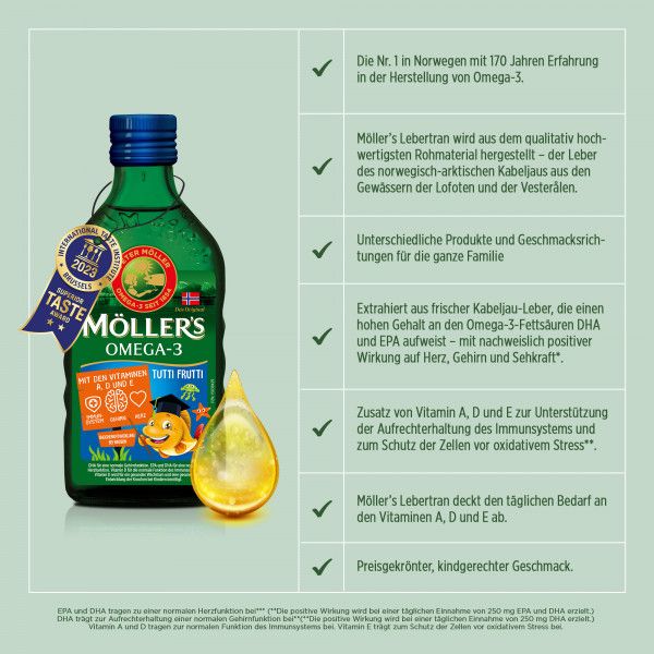 bodyguardapotheke MÖLLER'S Omega-3 Kids Fruchtgeschmack Öl Auslauf