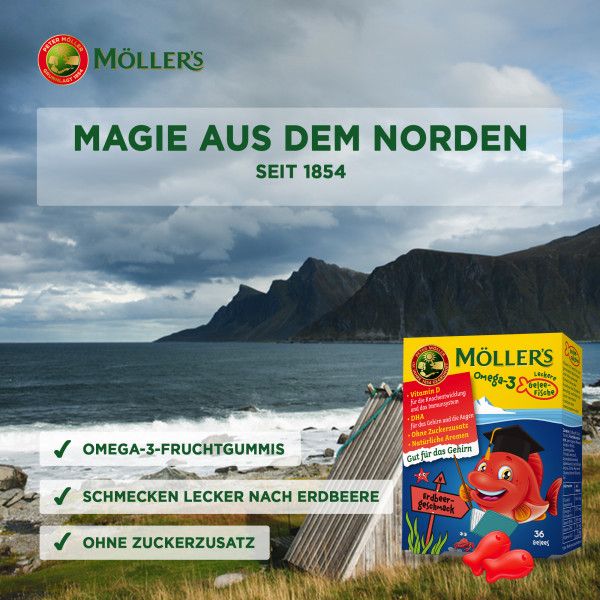 bodyguardapotheke MÖLLER'S Omega-3 Gelee Fisch Erdbeere Kautabletten Verkauf