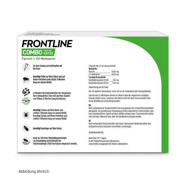 bodyguardapotheke FRONTLINE COMBO gegen Zecken Flöhe (Flöhe Eier Larven Puppen) für Katzen Fabrik Onlineshop