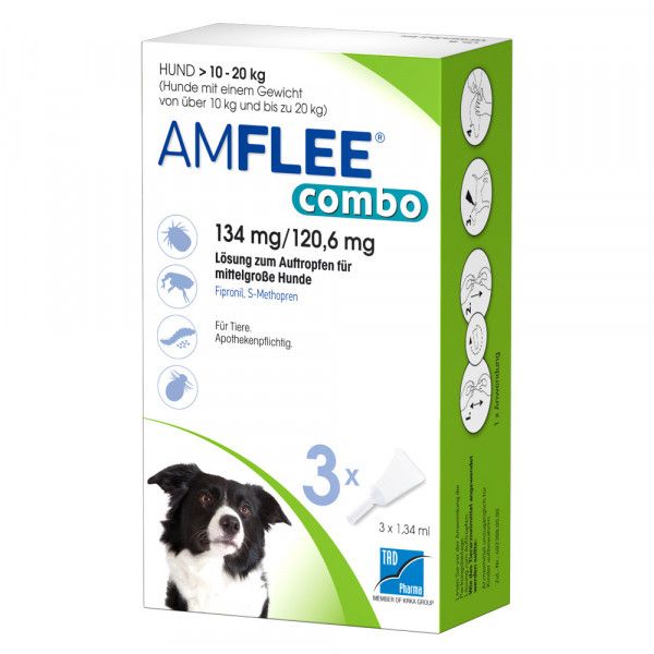bodyguardapotheke AMFLEE combo 134/120 6mg Lsg.z.Auf.f.Hunde 10-20kg Neueste Mode