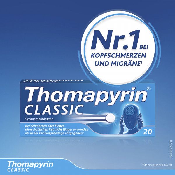 bodyguardapotheke THOMAPYRIN CLASSIC Schmerztabletten bei Kopfschmerzen mit ASS Paracetamol und Coffein Bis zu 50% Rabatt