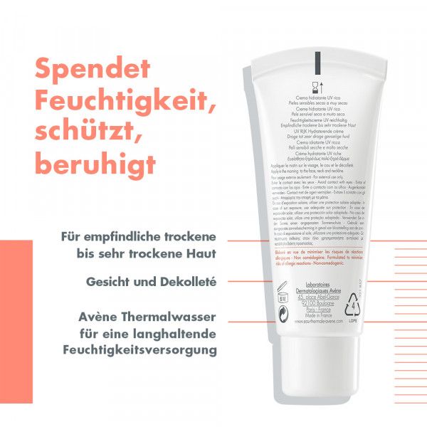 bodyguardapotheke Avène Hydrance reichhaltige UV Feuchtigkeitscreme SPF 30 zur intensiven und langanhaltenden Feuchtigkeitsversorgung der Haut Nur noch ein Tag übrig