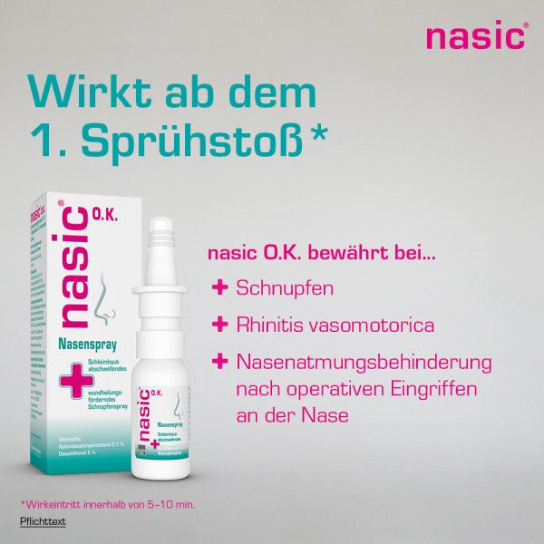 bodyguardapotheke NASIC o.K. Nasenspray ohne Konservierungsstoffe schleimhautabschwellendes & wundheilungsförderndes Schnupfenspray Günstiger Verkauf