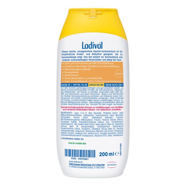bodyguardapotheke LADIVAL Kinder allergische Haut Gel LSF 30 Neueste Mode