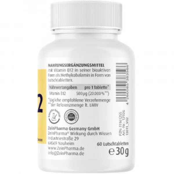 bodyguardapotheke VITAMIN B12 500 μg Methylcobalamin Lutschtabletten Sonderangebot der Fabrik