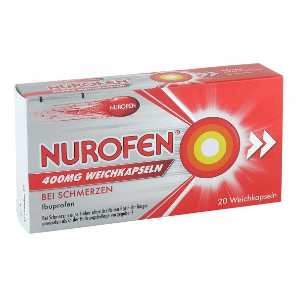 bodyguardapotheke NUROFEN 400 mg Weichkapseln Ibuprofen bei Schmerzen flüssiger Kern schnellere Aufnahme vom Körper Rabatte dieses Monats