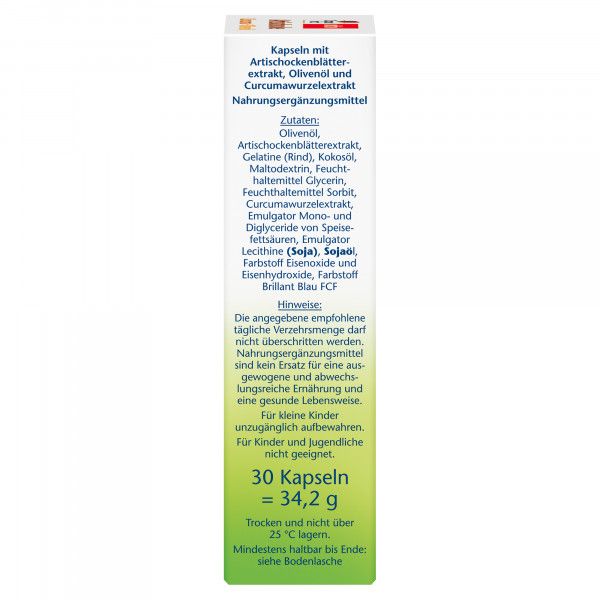 bodyguardapotheke DOPPELHERZ Artischocke+Olivenöl+Curcuma Kapseln Auslauf