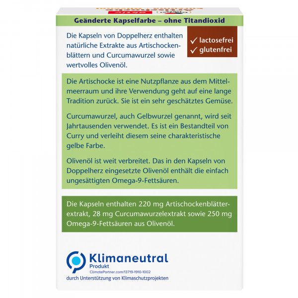 bodyguardapotheke DOPPELHERZ Artischocke+Olivenöl+Curcuma Kapseln Auslauf