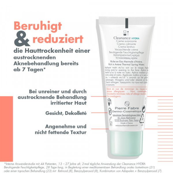 bodyguardapotheke Avène Cleanance Hydra beruhigende Feuchtigkeitspflege bei dermatologischer Behandlung von Akne Letzte 3 Tage