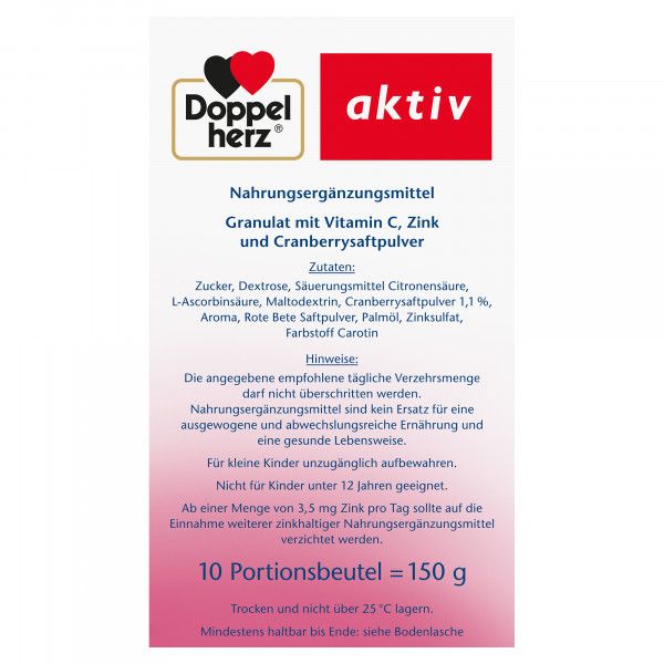 bodyguardapotheke DOPPELHERZ heiße Cranberry m.Vit.C+Zink Granulat Letzte 3 Tage