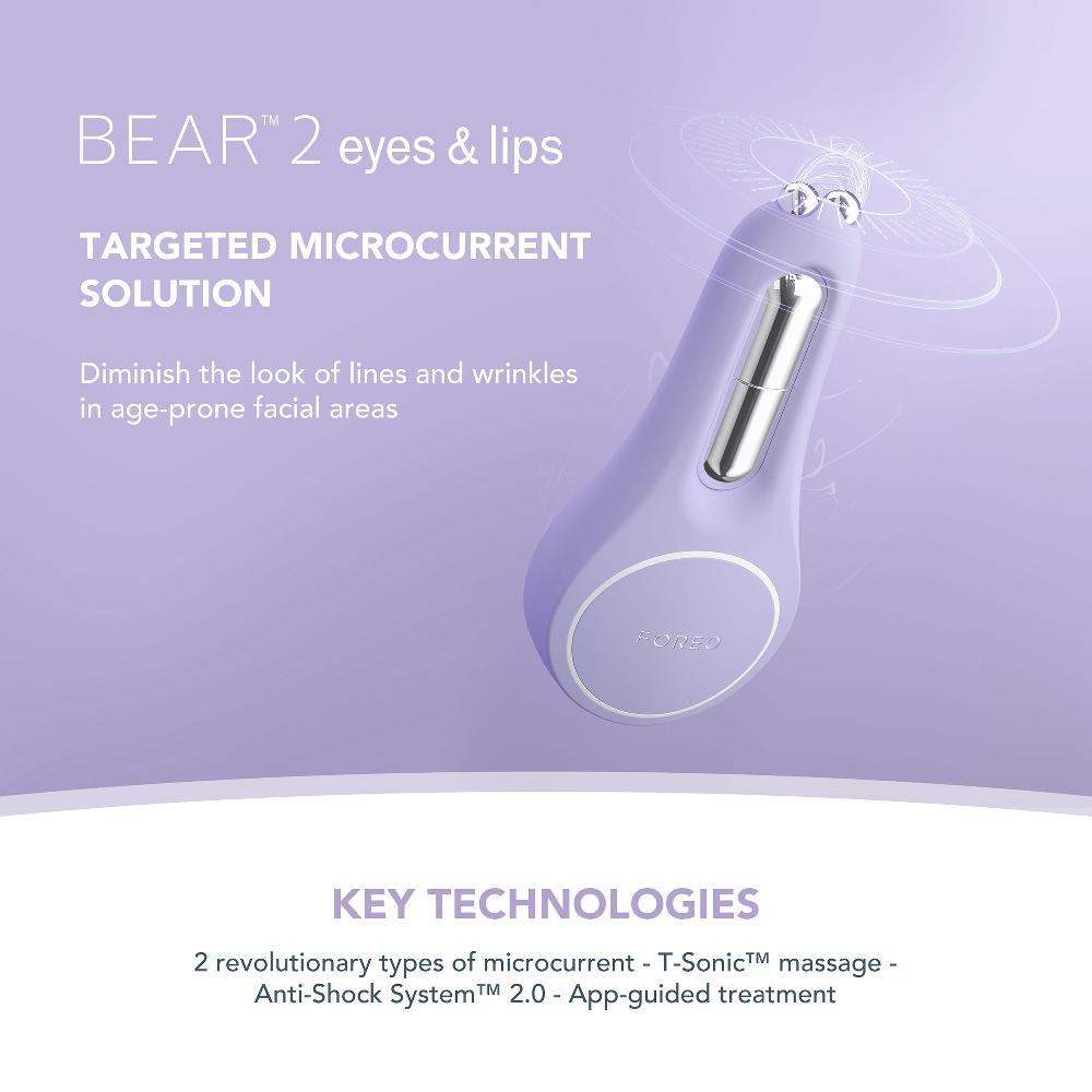 lookfantastic FOREO BEAR 2 Eyes and Lips Supercharged Set - Lavender Jubiläumsangebot