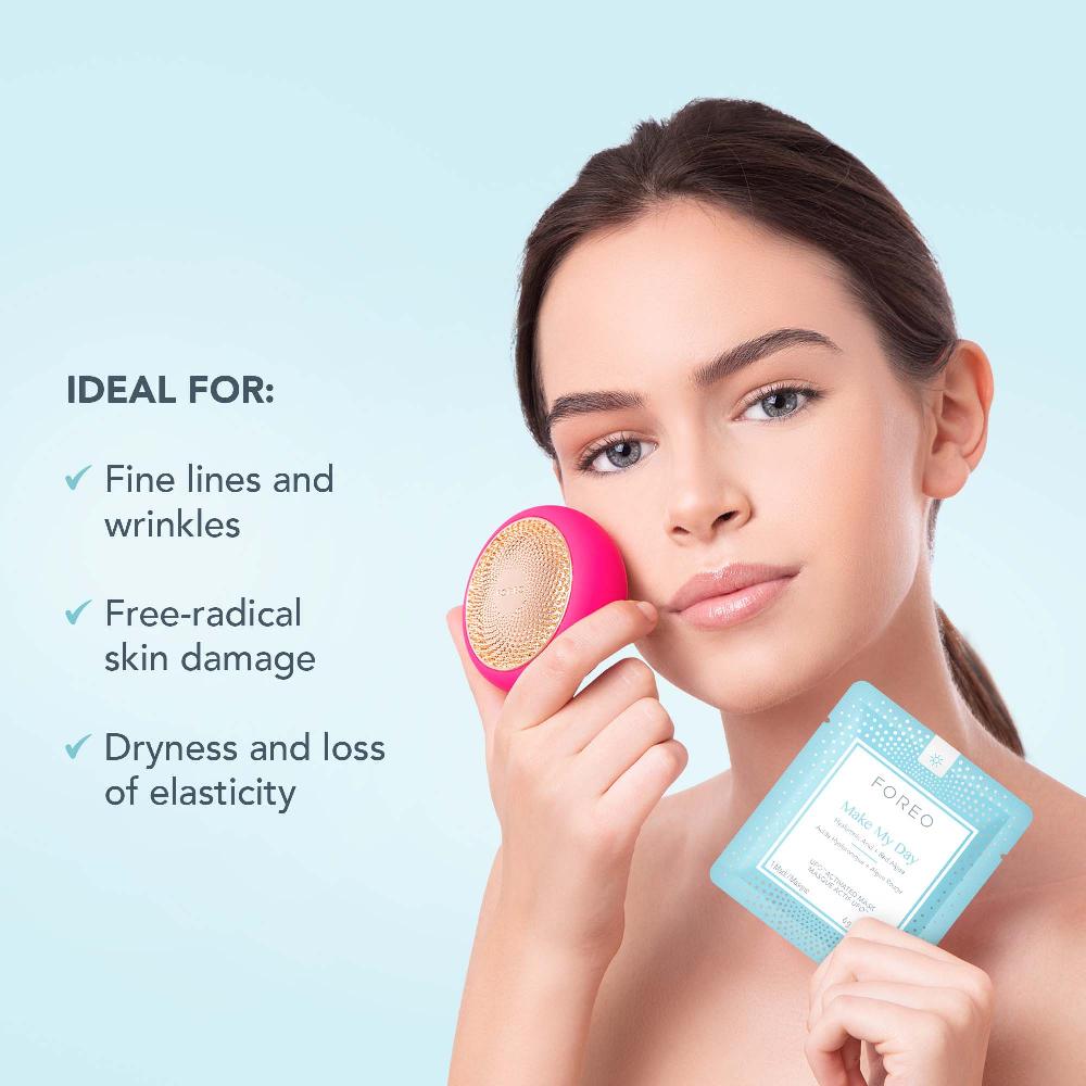 lookfantastic FOREO Make My Day UFO/UFO Mini Anti-Umwelteinflüsse und Sehr Feuchtigkeitsspendende Gesichtsmaske (7er-Packung) Online Outlet