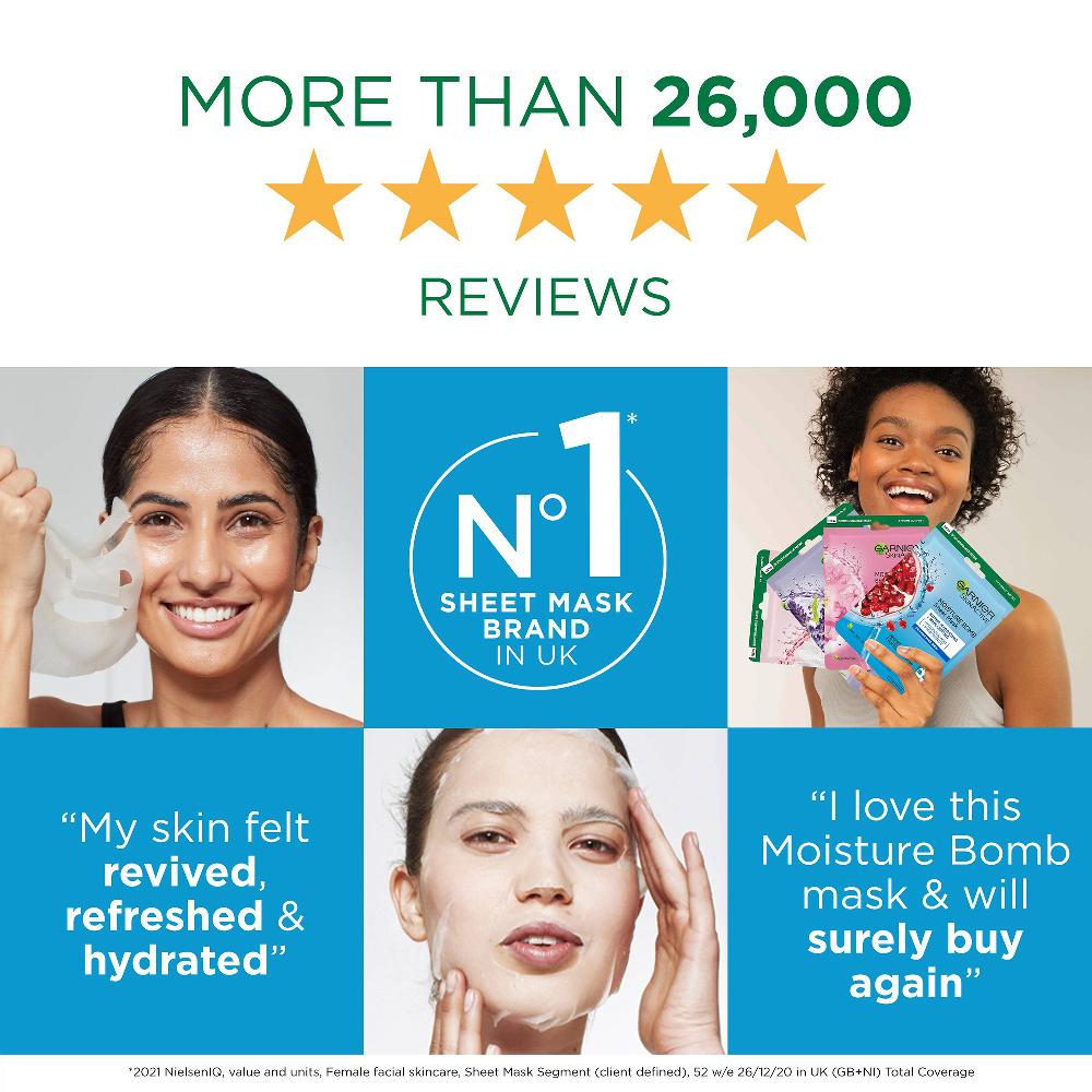 lookfantastic Garnier Moisture Bomb Pomegranate Hydrating Face Sheet Mask Hotsell