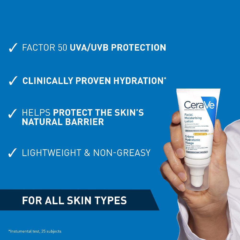lookfantastic CeraVe AM Facial Moisturising Lotion SPF50 for Normal to Dry Skin 52ml Saisonale Angebote