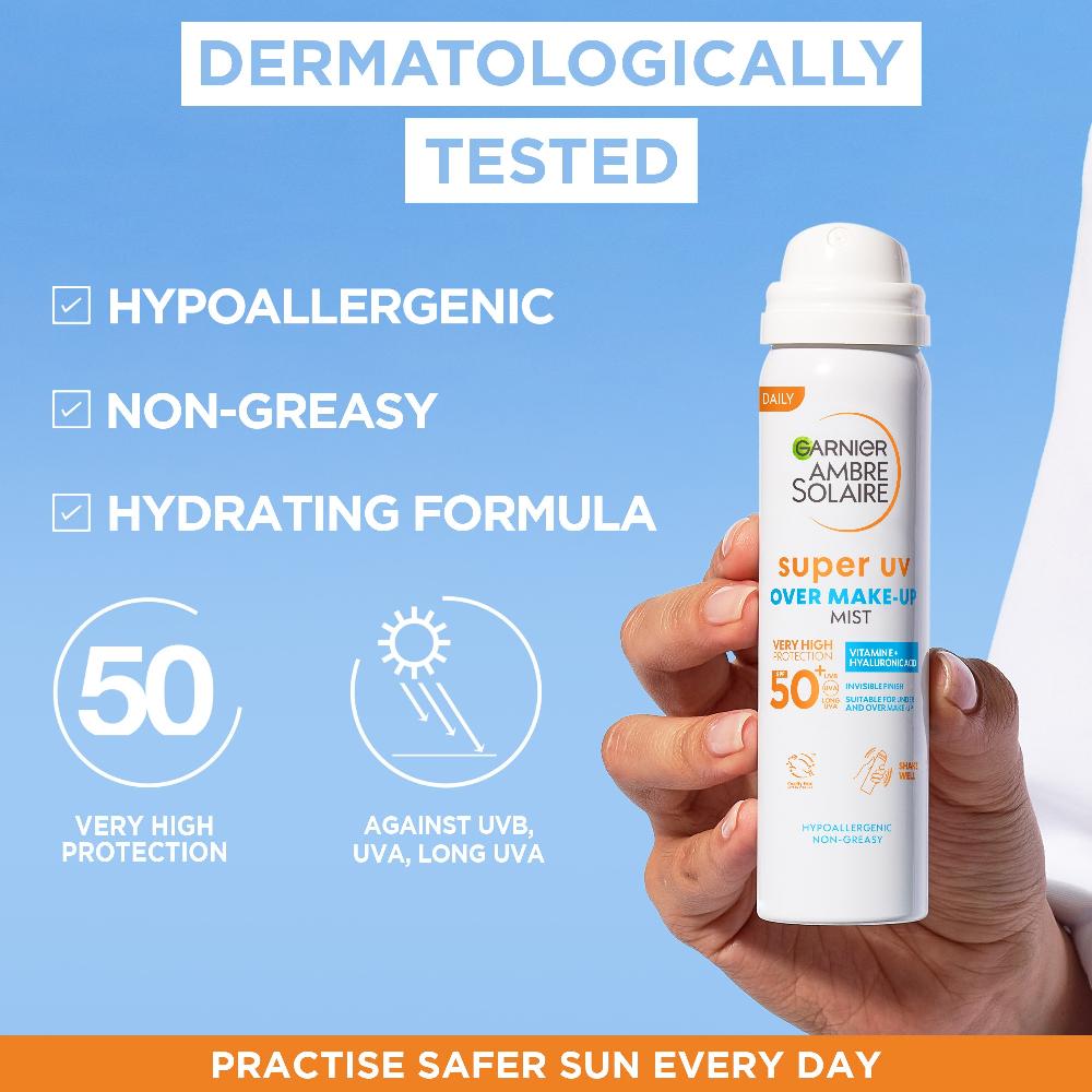 lookfantastic Garnier Ambre Solaire Over Makeup Super UV Protection Mist SPF50 75ml Versandkostenfrei